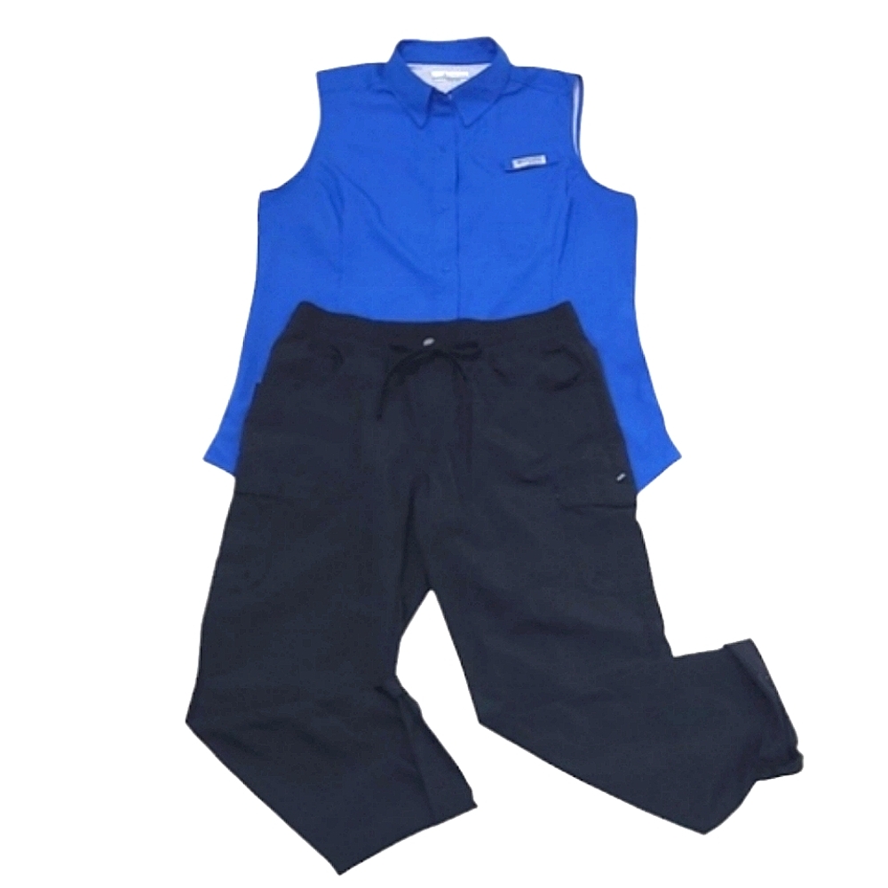 Columbia Ankle Jogger Nylon Pants Cargo Capri Zipper Button Drawstring Pockets